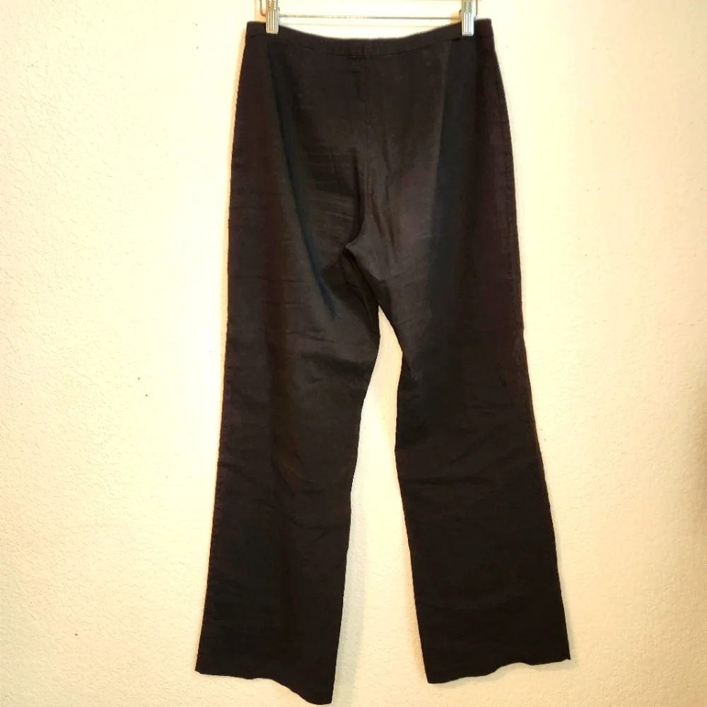 Eileen Fisher Linen Blend Wide-Leg Black Women's Pants, Size 6 - Picture 2 of 8